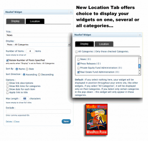 Content Marketing plugin New Tab to set MaxRef Widgets to display in selected blog categories only